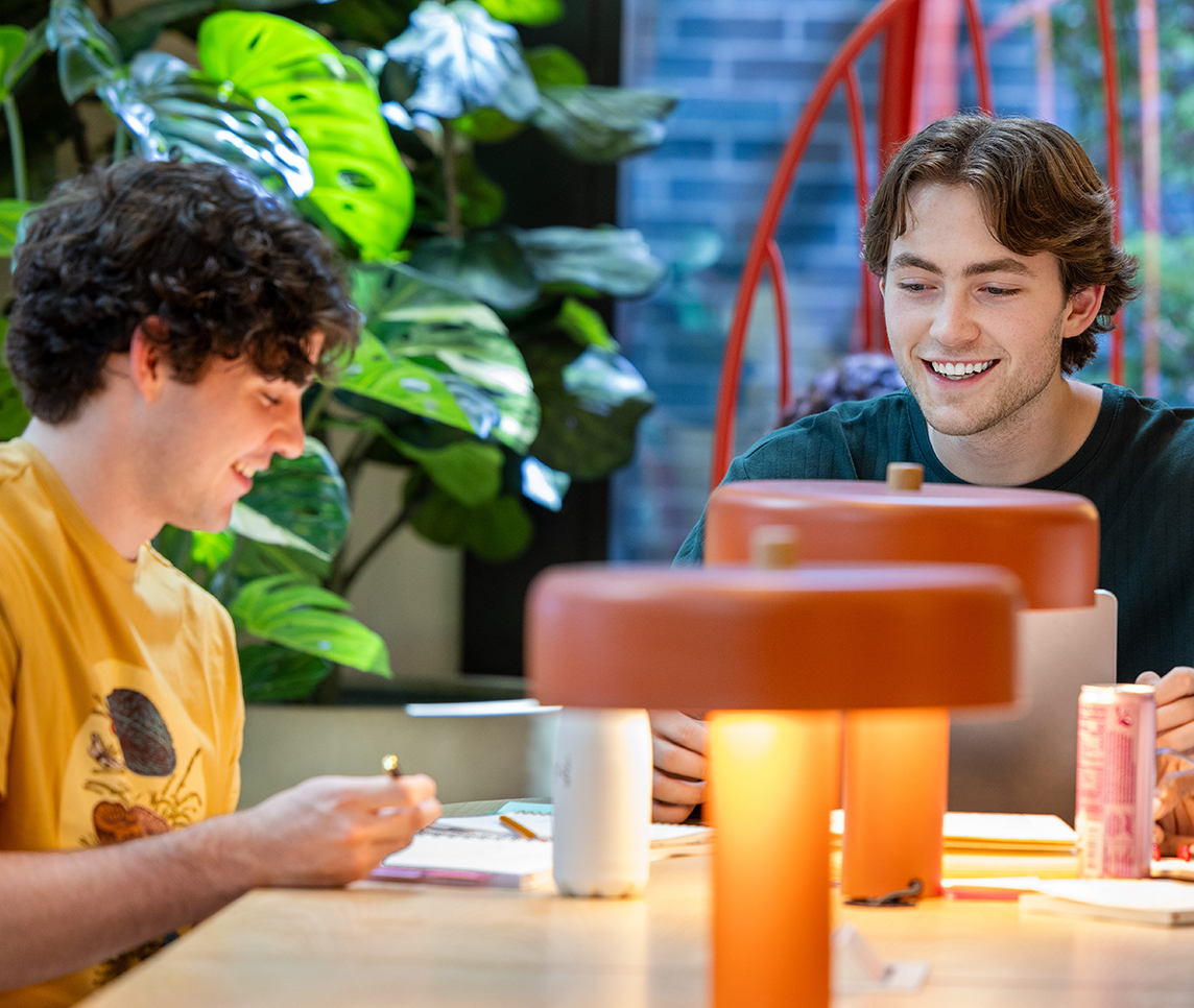 Two men studying together
