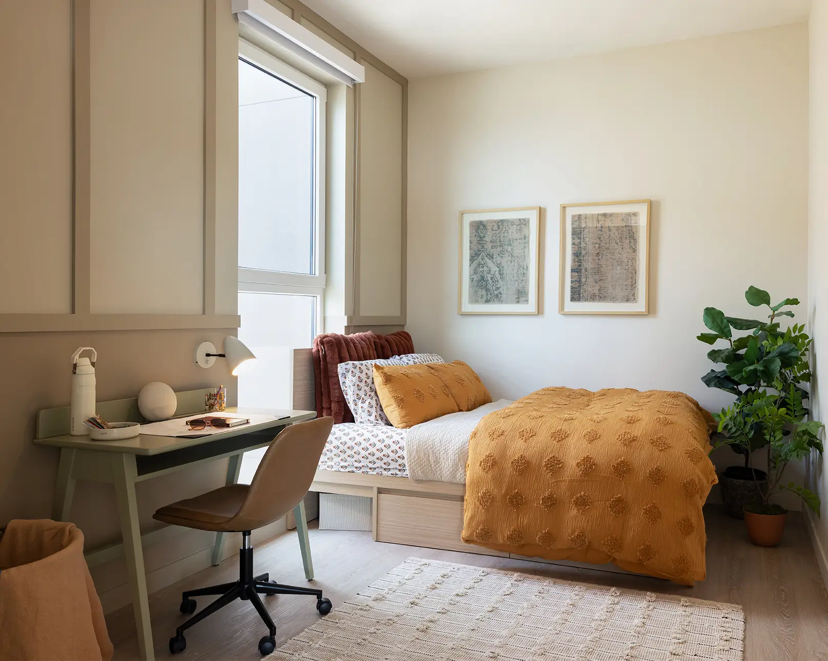 Furnished bedroom with desk