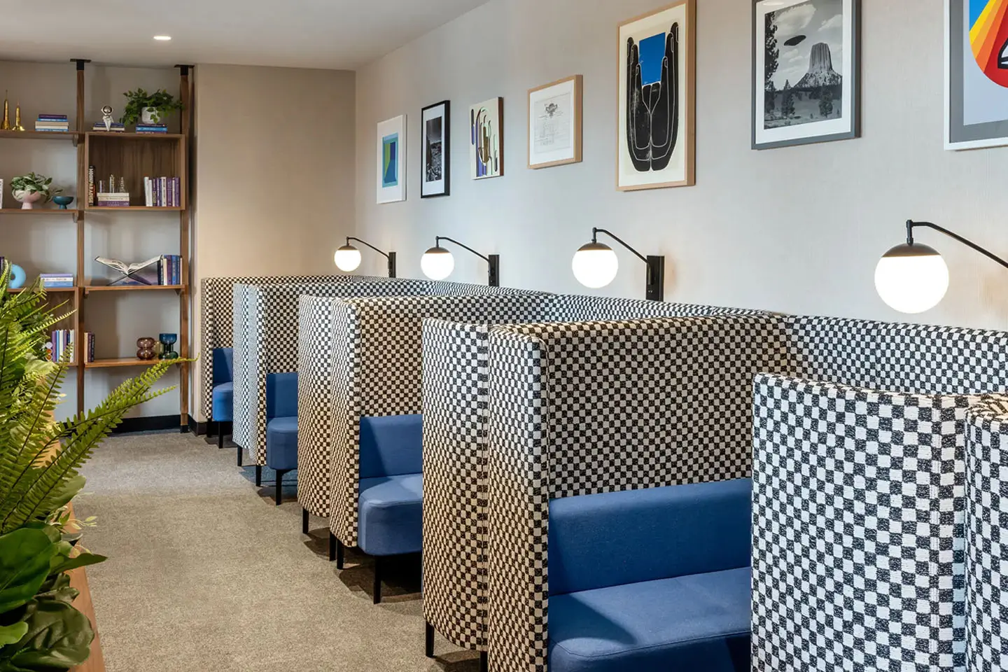 study booths with individual lighting